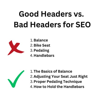 Examples of Good Headers vs. Bad Headers for SEO